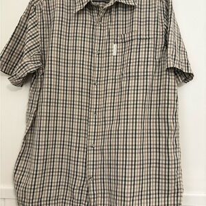 Columbia Men's Casual Plaid Shirt - Black and Tan